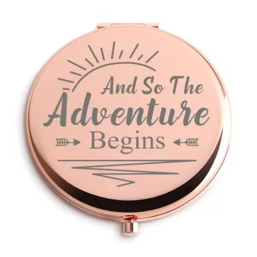 Going Away Gift for Coworker Funny Compact Travel Makeup Mirror Rose Gold New Job Graduation Wedding Farewell Retirement Office Gifts for Women Coworker Boss Bride Sisters Daughter Her