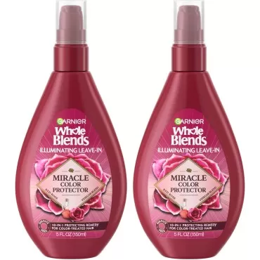 Garnier Whole Blends Sulfate Free Remedy Miracle Color Protector Illuminating 10-in-1 Leave-In Conditoner for Color Treated Hair, Red Rose and Vinegar, 5 Fl Oz, 2 Count (Packaging May Vary)
