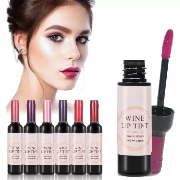 ELAIMEI 6 Colors Wine Lip Tint, Long Lasting Waterproof Lip Gloss Set, Matte Liquid Lipstick Set for Girls & Women