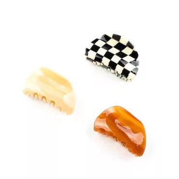 Hair Claw Clips Cutout Tortoise Shell Celluloid Hair Jaw Clips Checker Claws Tortoise Barrettes Claw Clips Hair Clamp for Women Ladies Girls (3 Pack)