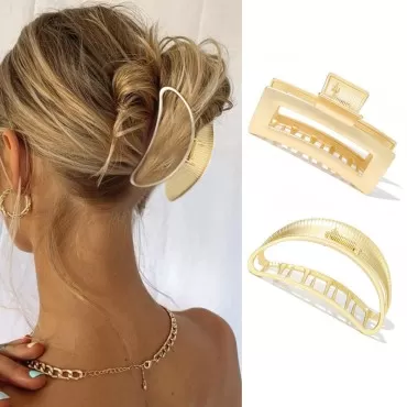 Brinie Gold Metal Hair Claw Clamps Geometric Hair ...