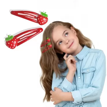 Strawberry Hair Accessories Cute Strawberry Hair Clips Hair Barrettes Resin Fruit Hairpin For Girls 2pcs (Solid Colour Strawberry)