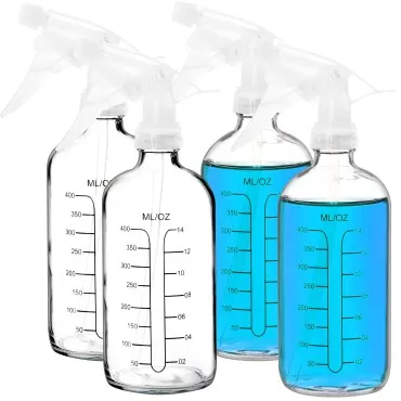 Youngever 4 Pack 16 Ounce Empty Glass Spray Bottles with Measurements, Spray Bottles for Hair and Cleaning Solutions