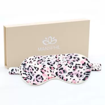 MANSPHIL Mulberry Silk Eye Sleeping Mask, Leopard ...