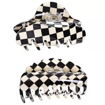 Yusier 2PCS 4inch Large Checkered Hair Clip White/...