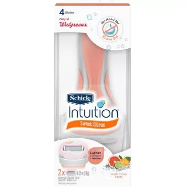 Schick Intuition Womens Razor Fresh Citrus Scent, 1 Handle with 2 Refills