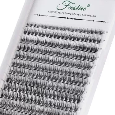 Fenshine Cluster Lashes Individual Lashes Wide Stem 0.07D 20D Curl Mix 8-14mm DIY Eyelash Extension Individual Soft False Lashes for Personal Use at Home