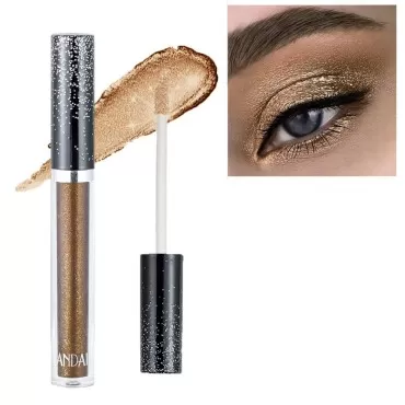 Glitter Liquid Eyeshadow, Metallic Shimmer High Pigmented Long-lasting Waterproof Sparkling Eyeshadow, Creates Smokey Eye Makeup & Multi-dimensional Eye Looks Party Disco Halloween(Rose Gold)