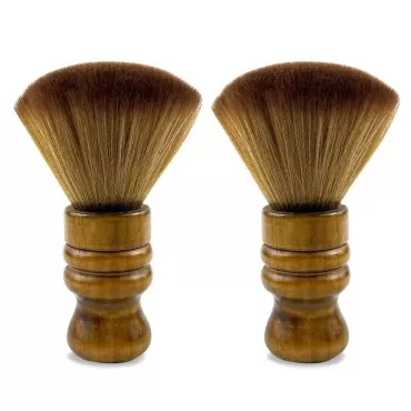 G. S. I. Professional Neck Hair Duster |Barber Brush Neck Duster | Professional Barber Accessories | Hair Styling Tools | Brown Hair Brush | Duo Pack - 14 x 4.5 cm