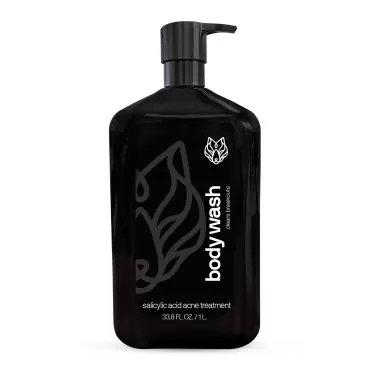 Black Wolf Charcoal Powder Body Wash for Men, 1 Liter - Charcoal Powder & Salicylic Acid Reduce Acne Breakouts & Cleanse Your Skin from Toxins & Impurities - Rich Lather for Full Coverage, Deep Clean