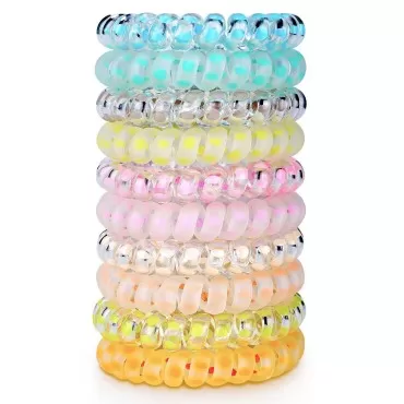 10 Piece Spiral Hair Ties For Thick Hair, Coil Ela...