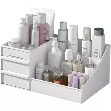 VZINO Drawer Makeup Organizer for Vanity, Large Wh...