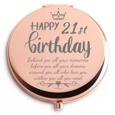 Dyukonirty 21st Birthday Gifts for Daughter Happy 21st Birthday Gift Ideas Unique Gifts Rose Travel Gold Compact Mirror Inspirational Gifts for 21 Years Old Girl for Graduation Gifts