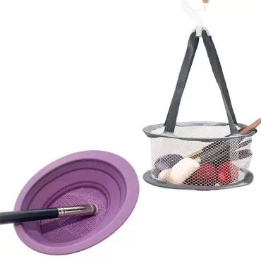 Makeup Brush Cleaning Mat & Hanging Drying Net Mak...