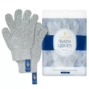 ExfoliatorPlus Bamboo Charcoal Detox Exfoliating Gloves - Hygienic Bath and Shower Gloves Loofah Exfoliating Body Scrubber Exfoliating Glove for Men and Women, Dead Skin Remover for Body - 1Pair Light