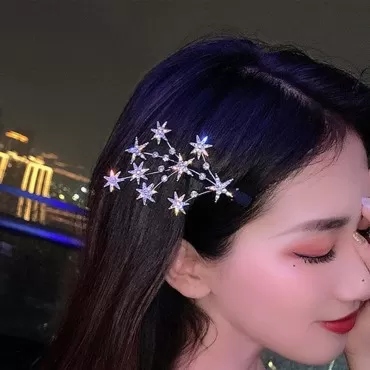 YienDoo Crystal Starburst Hair Clip Barrette Silve...