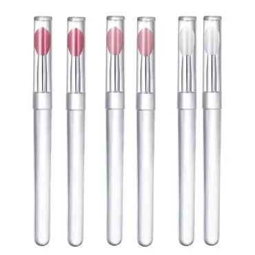 6Pcs Professional Silicone Lip Brushes with Lid Pl...