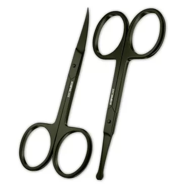 Utopia Care Curved and Rounded Facial Hair Scissors for Men - Mustache, Nose, Beard, Eyebrows, Eyelashes, and Ear Hair Cutting Scissors - Professional Stainless Steel Trimming Scissors - Green