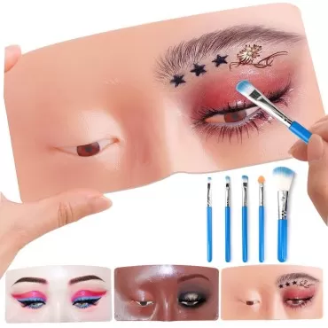 Bueuo Makeup Practice Face Board, 3D Reusable Sili...