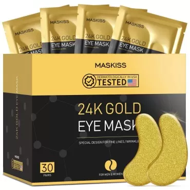 Maskiss 30-Pairs 24K Gold Under Eye Patches, Eye M...