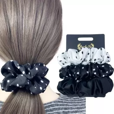Firecolor Chic 3 Pcs Medium Satin Silk Scrunchies Hair Ties Ropes Scrunchy Hair Elastics Bands Ponytail Holder Pack of Neutral Sturdy Hair Accessories Women Girls No hurt your hair (M, Set 1)