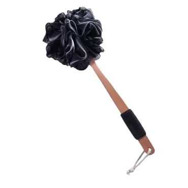 Lofa Sponges with Handle,Shower Sponge Loofah Back Scrubber,Loofah Sponge with Long Handle for Shower,Lufas on a Stick,Bath Sponge for Men Women (Black)