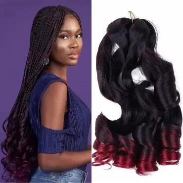 LMZIM French Curly Braiding Hair 9 Pack Black French Curls 22 inch Bouncy Braiding Hair French Curl Braiding Hair Curly ends Synthetic Hair Extensions Pre Streched Wavy Braiding Hair TBUG