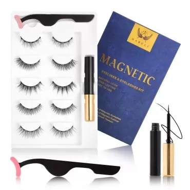 Magnetic Eyelashes Magnetic lashes Eyelashes magnetic lashes natural Magnetic Eyelashes with Eyeliner False Eyelashes Natural Look-No Glue Needed (5-Pairs)