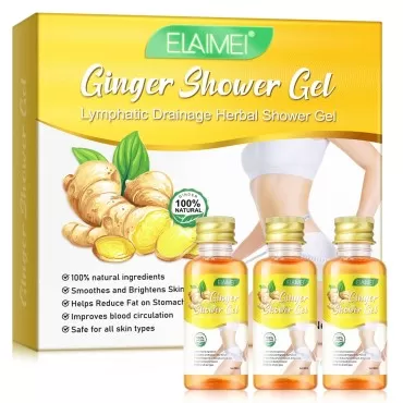 RTBYUE 3Pcs Ginger Body Wash Turmeric Slimming Shower Gel Ginger Lymphatic Drainage Herbal Body Wash Deep Moisture Natural Organic Refreshing Shower Gel for Rejuvenating The Skin
