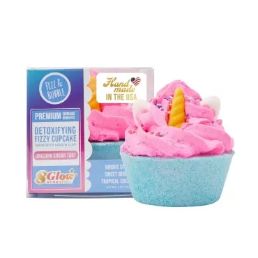 Fizz & Bubble Premium Moisturizing Cupcake Bath Bomb Fizzies for Adults, Women, Kids, and Gifts - Unicorn Sugar Tart