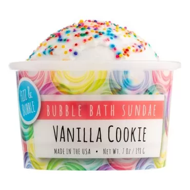 Fizz and Bubble, Bubble Bath Sundae, 7oz. (1-Pack) - Scented Bath Bomb, Moisturizing for Dry Skin, Soothing, Nourishing, Handmade Gift Ideas for Her (Vanilla Cookie)