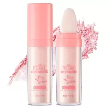 Erinde Highlighter Makeup Stick, Polvo De adas Body Glitter Highlighter Makeup, Face High Gloss Sparkle Loose Highlight Powder, Brightens Makeup Stick for Face Body Hair Cosmetic, 02# Fairy Pink