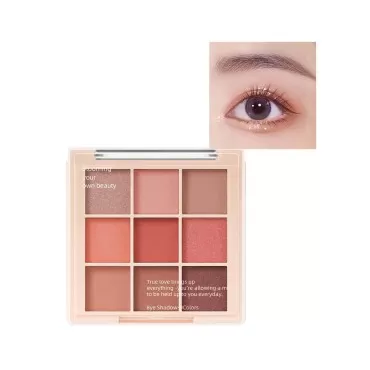 9 Color Glitter Matte Eyeshadow Palette, Pink Nude...