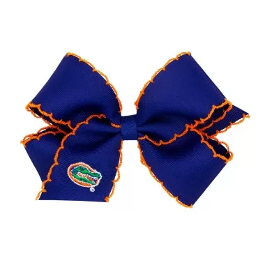 Divine Creations Girls' Collegiate Themed Game Day Logo Print Hair Bow by Wee Ones on a WeeStay Clip, Moonstitch, Medium, Florida