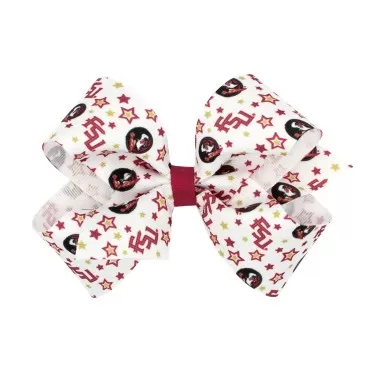 Divine Creations Girls' Collegiate Themed Game Day Logo Print Hair Bow by Wee Ones on a WeeStay Clip, Classic Grosgrain, Medium, Florida State