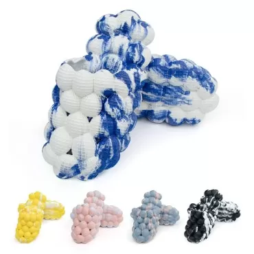 Funny Spa Slippers Massage Bubble Slides Slippers for Women Men,Funny Lychee Non-slip Gym House Slippers Shower Bedroom Slippers, Soft Pillow Stress Relief Slide Sandals for Ladies, Blue and White, 10-11 Women/8.5-9.5 Men
