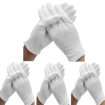 24 Pcs (12 Pair) White Cotton Gloves for Dry Hand ...