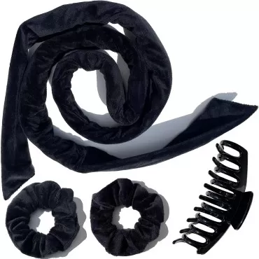 Heatless Hair Curling Rod Headband Dababell No Heat Sleep Overnight Hair curlers For Long Hair Accessory Gift Set(Black)