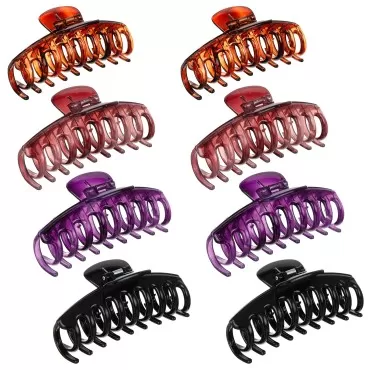 Expressions 8 Pc Jumbo Claw Clips, Hair Clips For Everyday Hair Styling of Thick Hair and All Hair Types, Professional Quality Hair Accessories, Everyday Hair Styling Hair Clips for Women