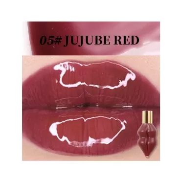 MIESCHER Lip Plumper Gloss Moisturize Hydrating Liquid Lipstick Smooth Wet n Wild Jelly Lip gloss Stick Honey Shine Lip Sexy Red Plumping Lip Best Clear Lip Plumper Balm Liquid Party (Jujube Red)