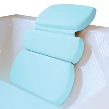 Gorilla Grip Bath Pillow for Tub, Comfortable Bathtub Pillows for Neck Head and Back Support, Strong Suction Waterproof Headrest, Cushion Rest for Curved or Straight Tubs, Spa Accessories, Spa Blue