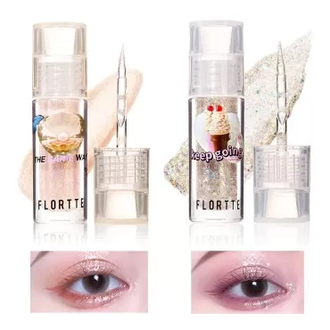 2PCS Flortte Liquid Glitter Eyeshadow, Korean Make...