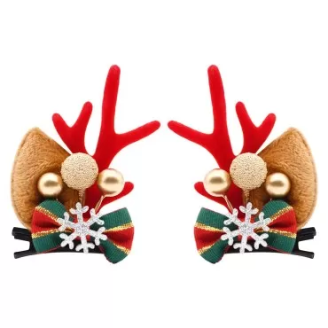 1 Pair Christmas Hair Clips for Women Girls - Rein...