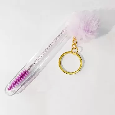 10Pcs Tube Eyelash Eyebrow Brush With Gold Keychai...