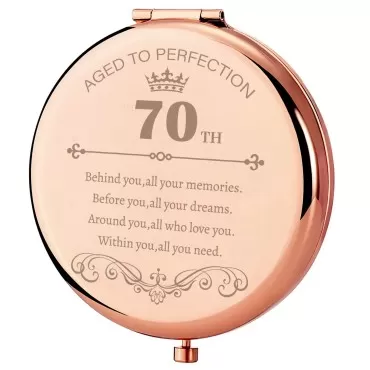GAOLZIUY Birthday 70th Gifts Compact Mirror for Women, 70 Years Old Gifts Portable Mirror, Gifts for Older from Child, Anniversary Wedding Christmas Women Gifts