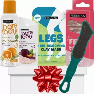 Freeman Christmas Foot Spa Gift Set, 5 Piece Pampering Foot Repair Kit includes Foot Soak, Foot Scrub, Foot Mask, Foot Paddle and Deodorizing Foot powder, Stocking Stuffer, Ideal Gifts for Women