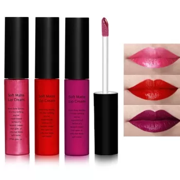 KWOLYKIM 3 Pack Matte Liquid Lipstick Set, Cute Matte Velvet Lip Gloss Set Waterproof Long Lasting Non-Stick Cup, Kiss-proof, Beautiful Lips Makeup Kit for Women #1