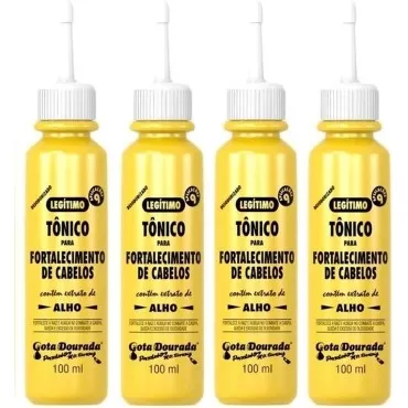 Gota Dourada Extraordinario Tonico para Fortalecimento de cabelos (hair tonic with garlic extract) Pack of 04, 100ml