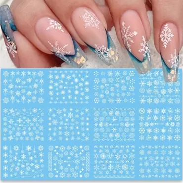 24 Sheets Christmas Nail Stickers Snowflake Nail A...