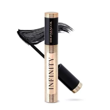 Dermacol - Infinity Vegan Mascara, Long-Lasting Eye Makeup Mascara Black Volume and Length, Long Lash Mascara with Unique Brush System, Ophthalmologically Tested, Hyper Black Mascara, 6 mL
